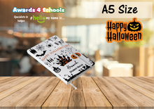 Load image into Gallery viewer, Halloween A5 Nursing/medical notebook. Pocket sized so ideal for placements. Nurse, midwife, doctor, medical staff
