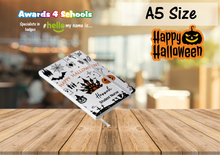 Load image into Gallery viewer, Halloween A5 Nursing/medical notebook. Pocket sized so ideal for placements. Nurse, midwife, doctor, medical staff