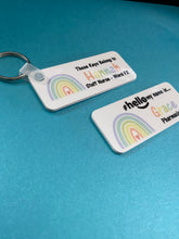 Load image into Gallery viewer, Personalised Badge and Keyring Set Rainbow Design
