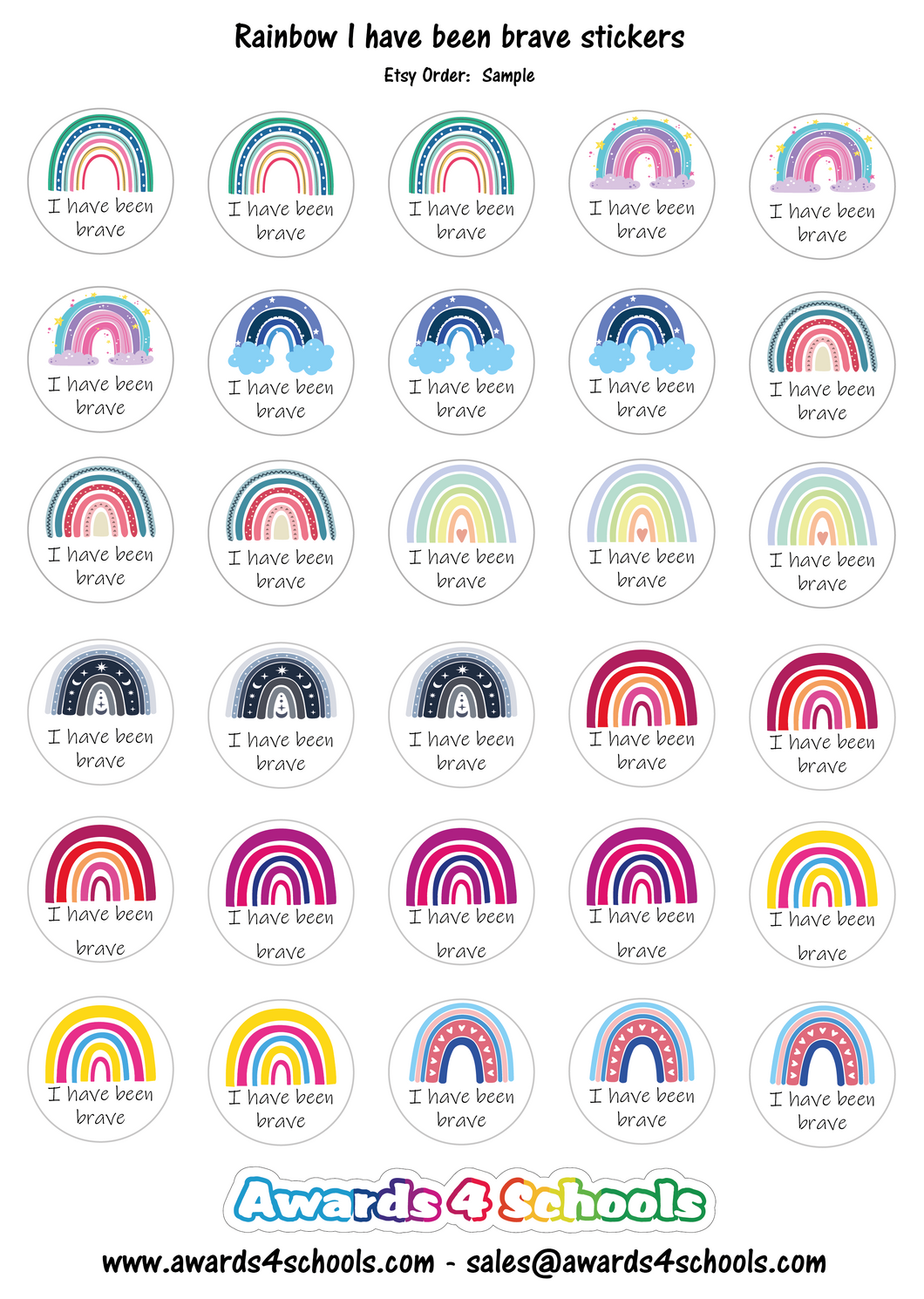 I was brave today stickers - Rainbow Design