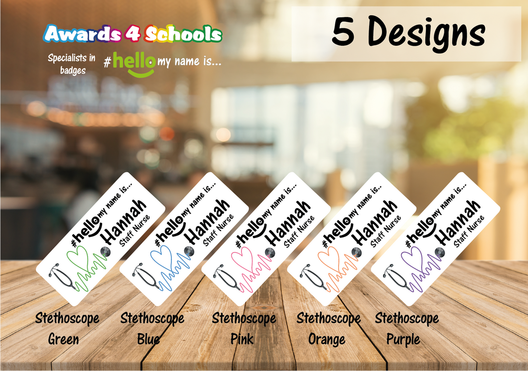 Stethoscope design name badge # hello my name is...