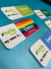 Load image into Gallery viewer, Block Colour name badges # hello my name is...
