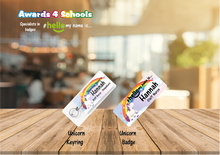 Load image into Gallery viewer, Personalised Badge and Keyring Set Rainbow Design
