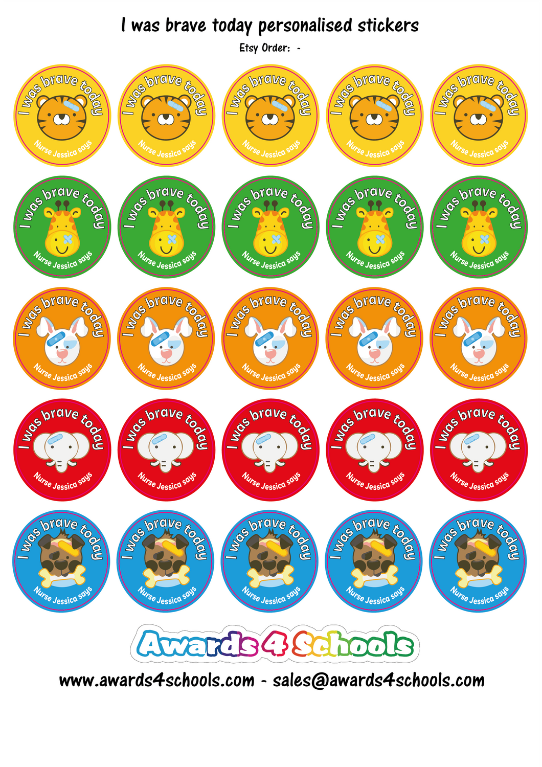 I was brave today stickers - Animals